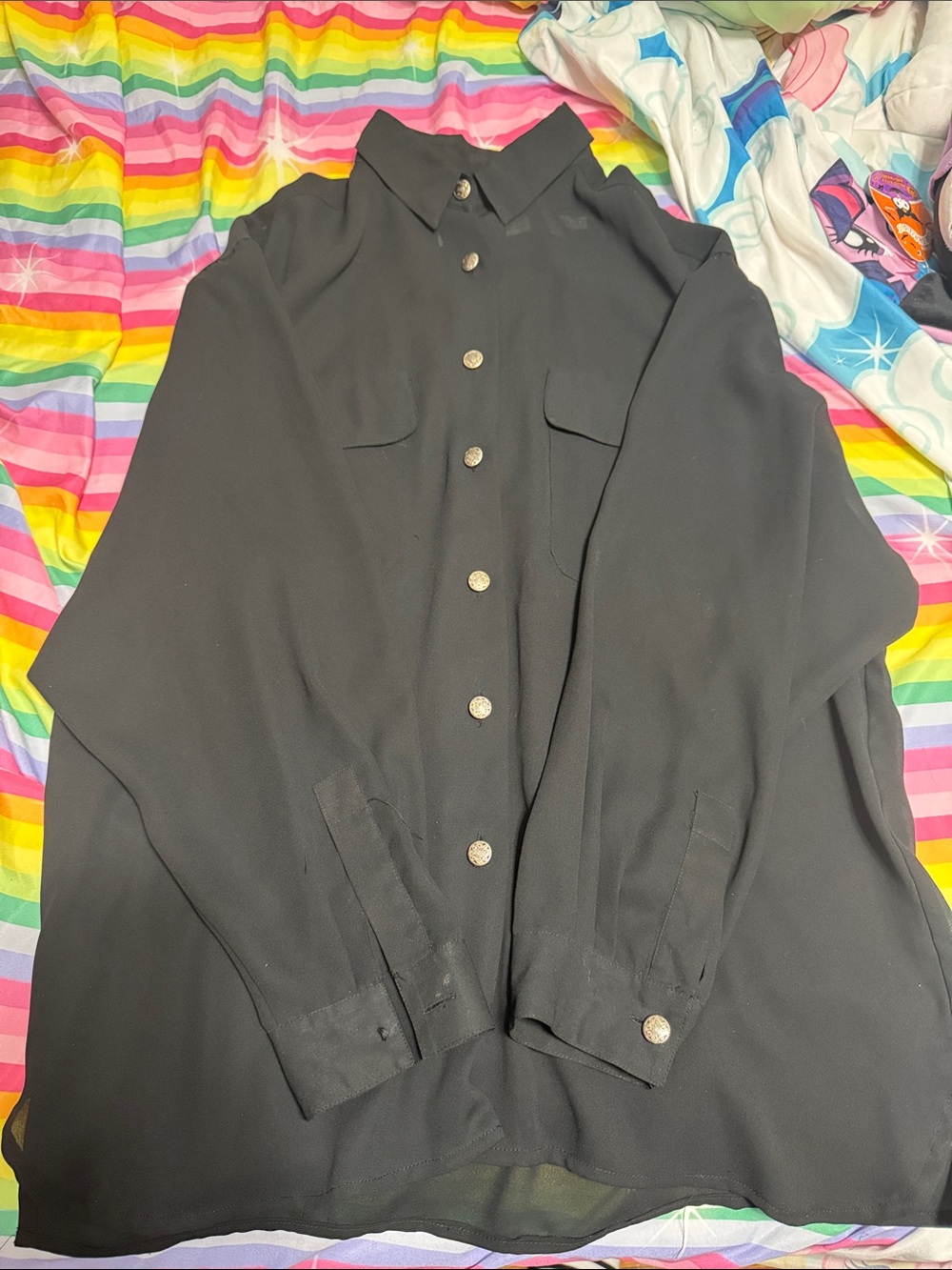 Womens Black Button-Up Shirt